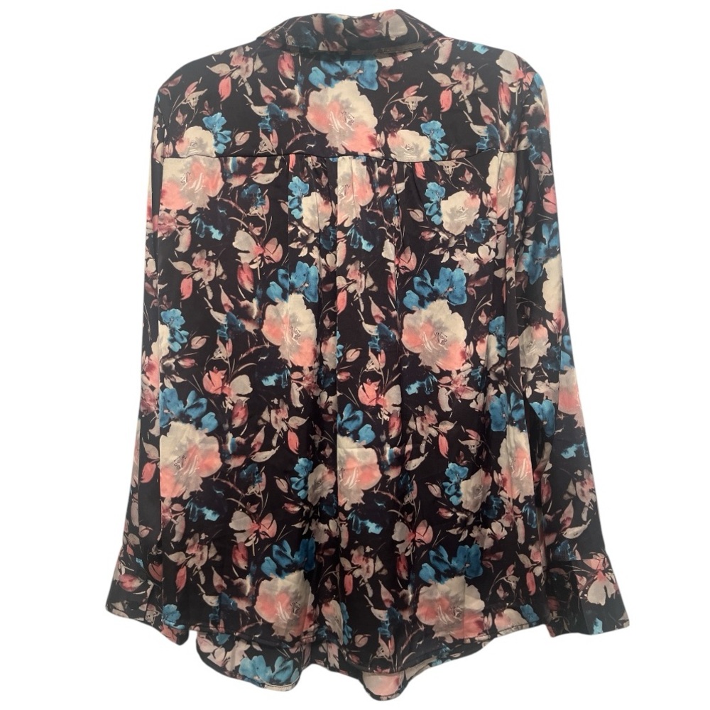 TORRID Madison Long Sleeve Floral Satin Black Button Shirt Blouse size 14 - 16 - Picture 4 of 11